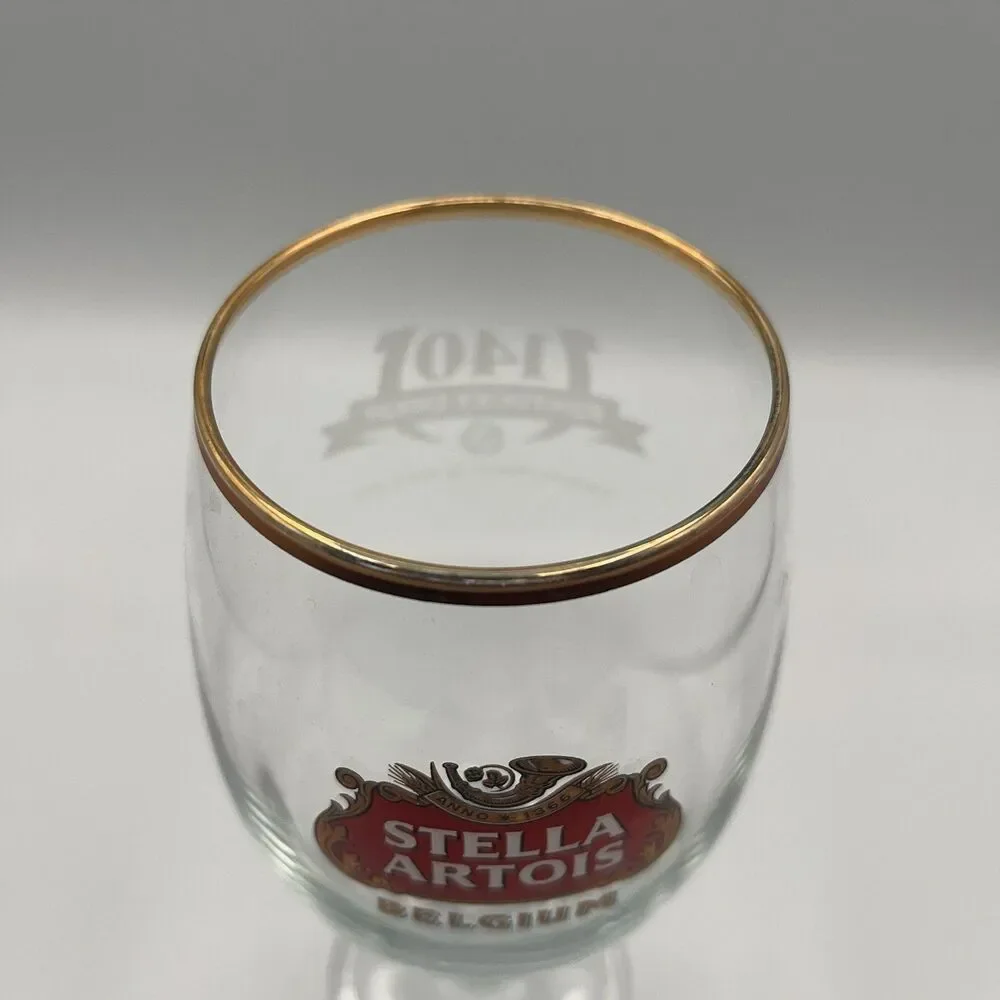 Stella Artois Belgium Beer Glass Chalice Cup 33 cl Gold Rimmed Stem 8
